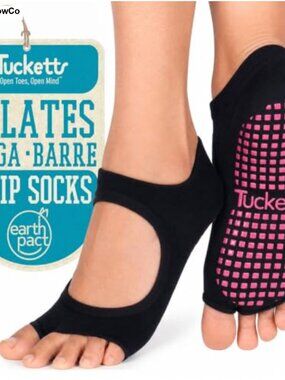 Women's Toeless Grip Socks for Pilates Yoga & Barre, Non-Slip Open Toe